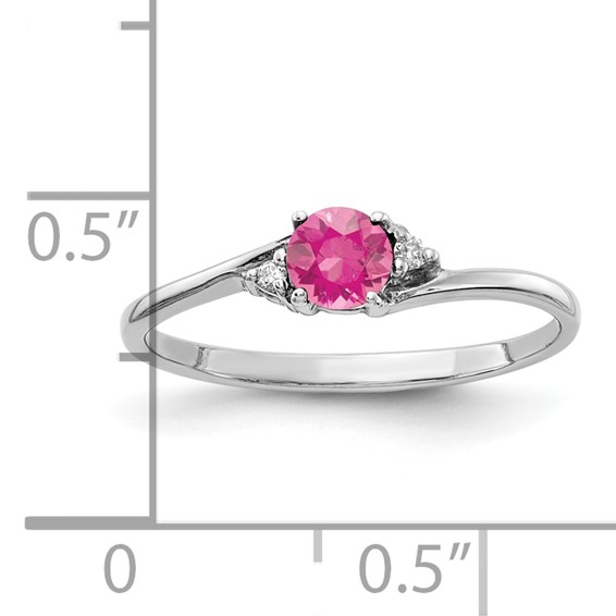 14k White Gold 4mm Pink Tourmaline AAA Diamond ring