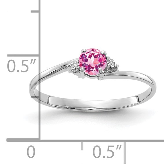 14k White Gold 4mm Pink Sapphire AA Diamond ring