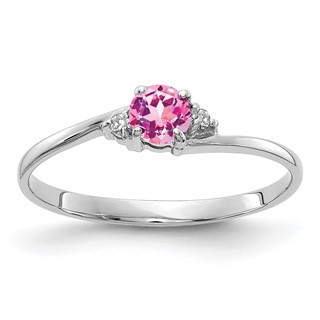 14k White Gold 4mm Pink Sapphire VS Diamond ring