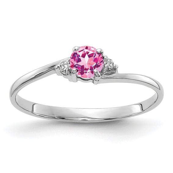 14k White Gold 4mm Pink Sapphire AA Diamond ring