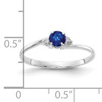 14K White Gold 4mm Round Blue Sapphire and Aaa Diamond Ring view 2