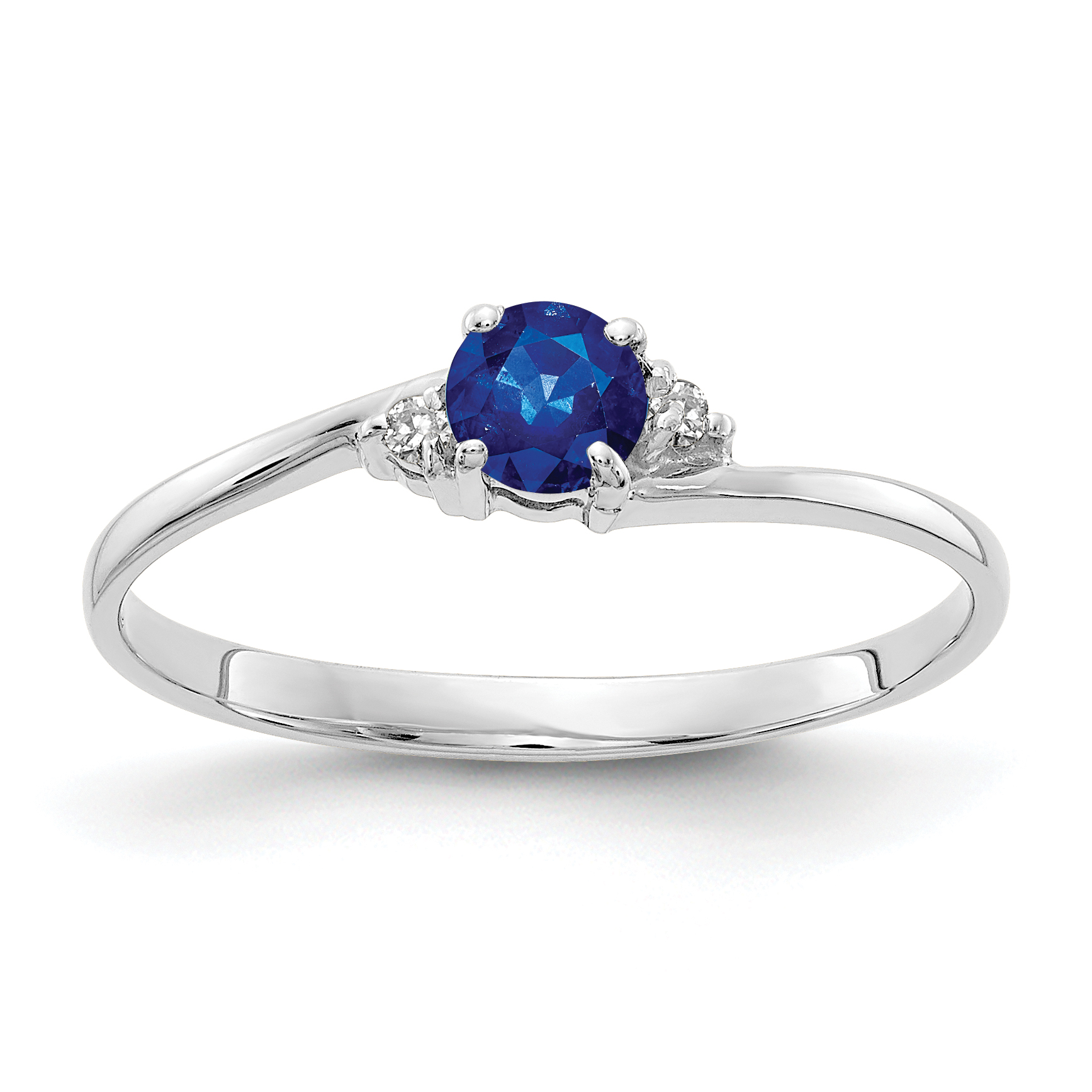 14k White Gold 4mm Sapphire AA Diamond ring (Y4713S/AA)