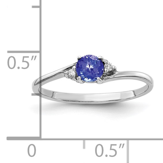 14k White Gold 4mm Tanzanite AA Diamond ring