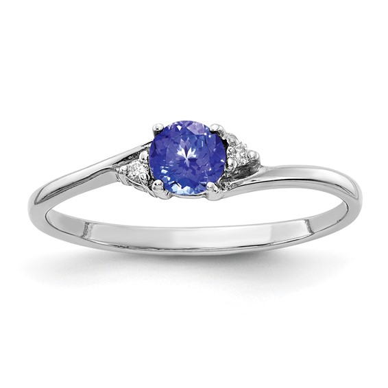 14k White Gold 4mm Tanzanite AA Diamond ring