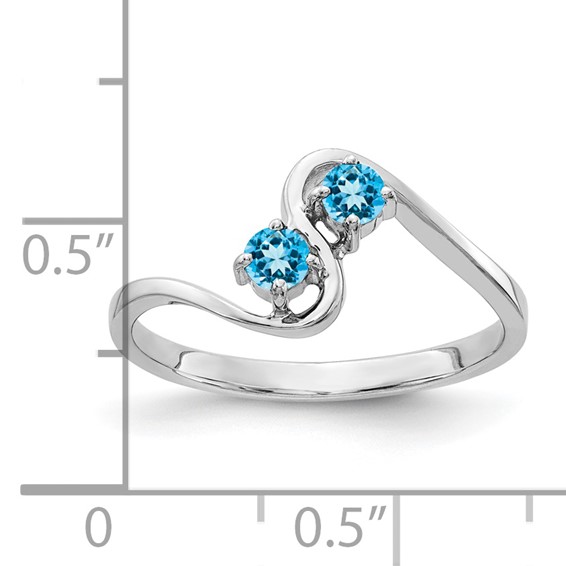 14k White Gold 3mm Blue Topaz ring