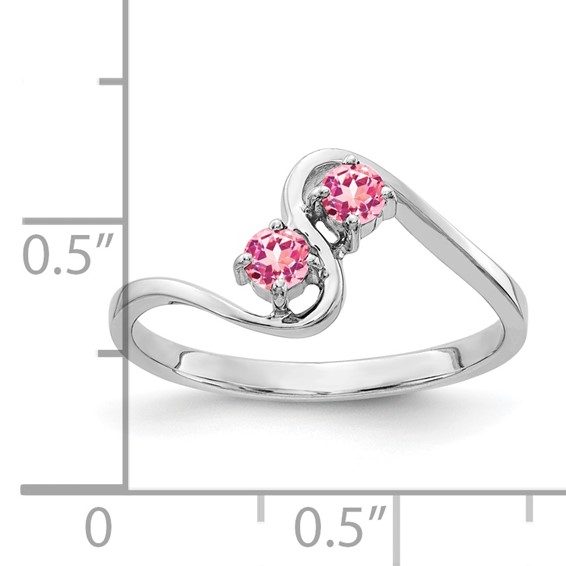 14k White Gold 3mm Pink Tourmaline ring
