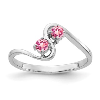 14k White Gold 3mm Pink Tourmaline ring