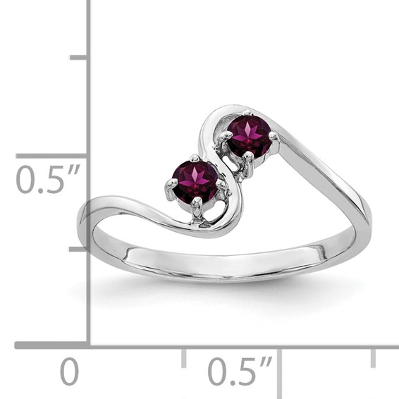 14k White Gold 3mm Rhodolite Garnet ring