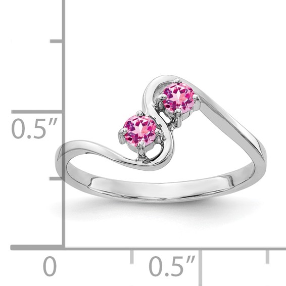 14k White Gold 3mm Pink Sapphire Ring