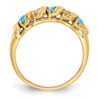 14K 2.75mm Yellow Gold Round Blue Topaz and AA Diamond Twist Ring view 2