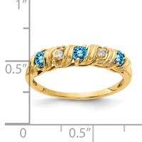 14K 2.75mm Yellow Gold Round Blue Topaz and AA Diamond Twist Ring view 3