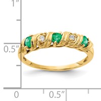 14K 2.75mm Yellow Gold Emerald and a Diamond Twist Ring view 2