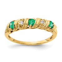 14K 2.75mm Yellow Gold Emerald and a Diamond Twist Ring view 1