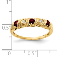14K 2.75mm Yellow Gold Round Garnet and a Diamond Twist Ring view 2