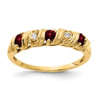 14K 2.75mm Yellow Gold Round Garnet and a Diamond Twist Ring view 1