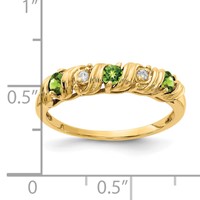 14K 2.75mm Yellow Gold Round Peridot and Aaa Diamond Twist Ring view 2