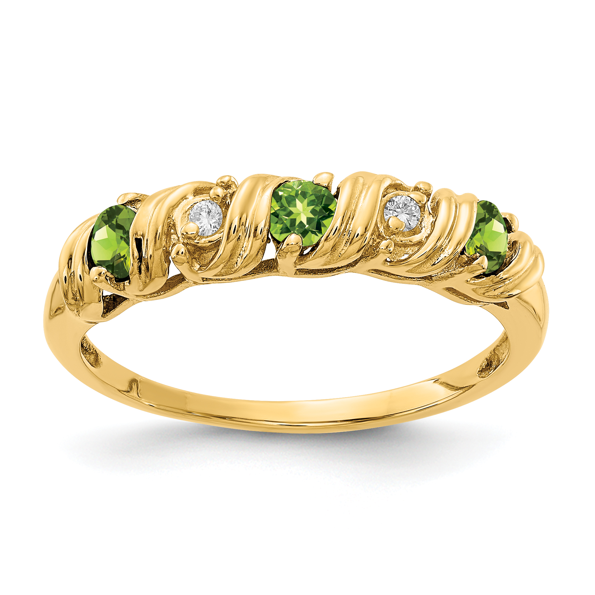14k 2.75mm Peridot AA Diamond ring (Y4718PE/AA)