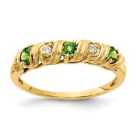 14K 2.75mm Yellow Gold Round Peridot and Aaa Diamond Twist Ring view 1