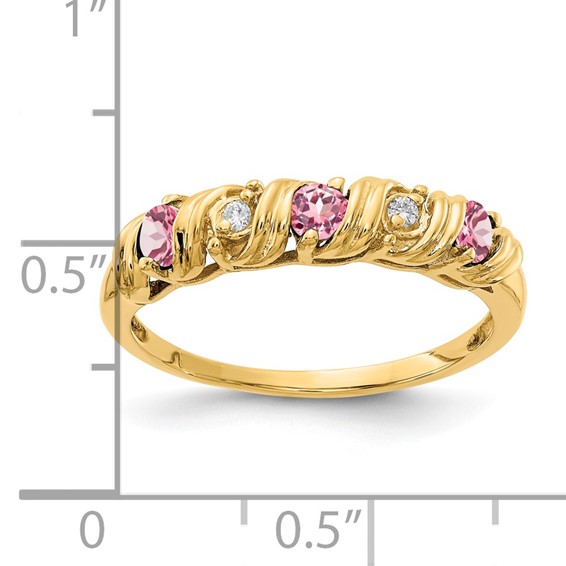 14k 2.75mm Pink Tourmaline VS Diamond ring