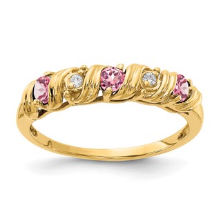 14k 2.75mm Pink Tourmaline VS Diamond ring
