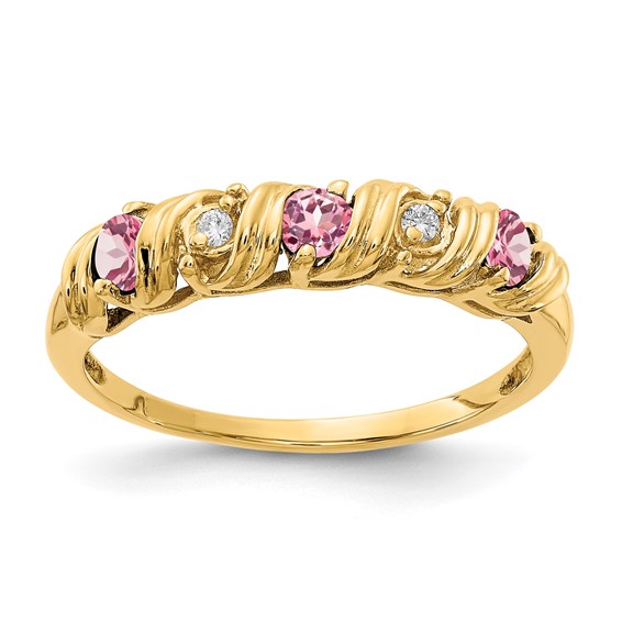 14k 2.75mm Pink Tourmaline VS Diamond ring