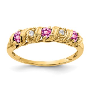 14k 2.75mm Pink Sapphire AA Diamond ring