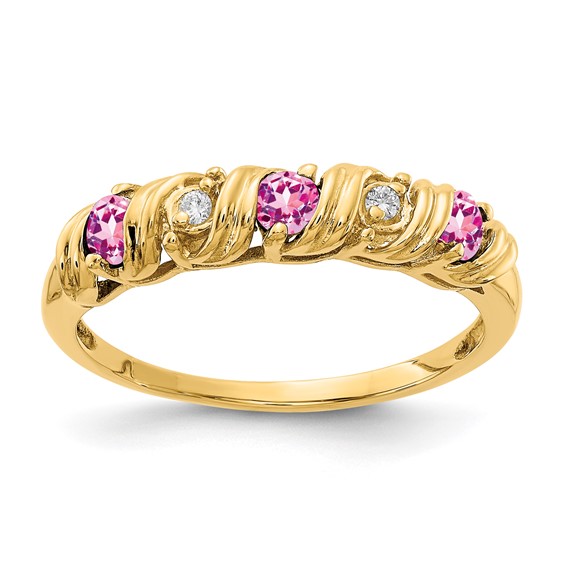 14k 2.75mm Pink Sapphire AA Diamond ring