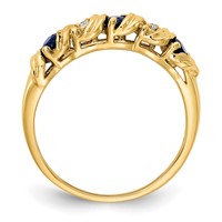 14K 2.75mm Yellow Gold Blue Sapphire and VS Diamond Twist Ring view 2