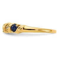 14K 2.75mm Yellow Gold Blue Sapphire and VS Diamond Twist Ring view 4