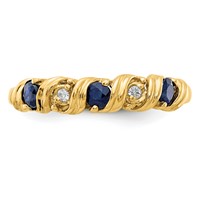 14K 2.75mm Yellow Gold Blue Sapphire and VS Diamond Twist Ring view 5