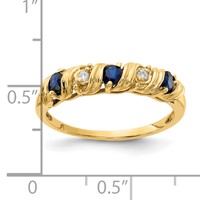 14K 2.75mm Yellow Gold Blue Sapphire and VS Diamond Twist Ring view 3