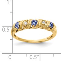 14K 2.75mm Yellow Gold Round Tanzanite and Aaa Diamond Twist Ring view 2