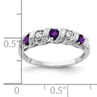 14K White Gold 2.75mm Round Amethyst and AA Diamond Twist Ring view 2