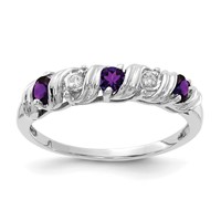 14K White Gold 2.75mm Round Amethyst and AA Diamond Twist Ring view 1