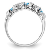 14K White Gold 2.75mm Round Blue Topaz and AA Diamond Twist Ring view 2
