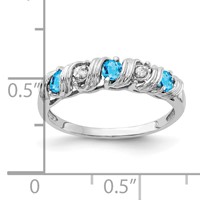 14K White Gold 2.75mm Round Blue Topaz and AA Diamond Twist Ring view 3