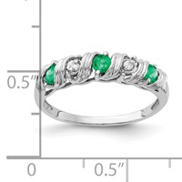 14K White Gold 2.75mm Emerald and Aaa Diamond Twist Ring view 2