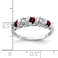 14K White Gold 2.75mm Round Garnet and Aaa Diamond Twist Ring view 2