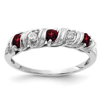 14K White Gold 2.75mm Round Garnet and Aaa Diamond Twist Ring view 1