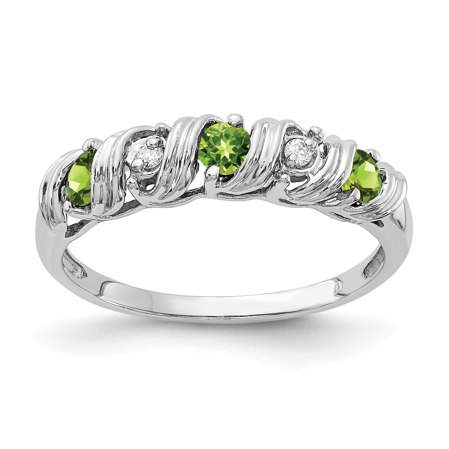 14k White Gold 2.75mm Peridot AA Diamond ring (Y4719PE/AA)
