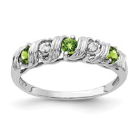 14K White Gold 2.75mm Round Peridot and AA Diamond Twist Ring view 1