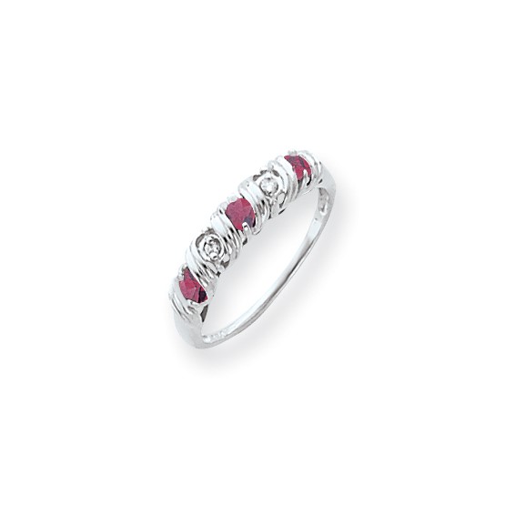 14k White Gold 2.75mm Rhodolite Garnet AA Diamond ring