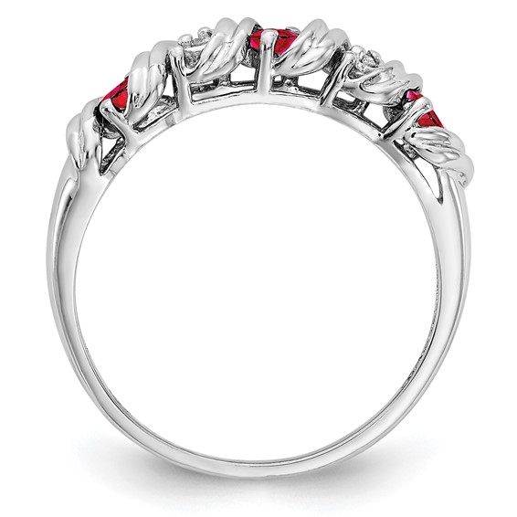 14k White Gold 2.75mm Rhodolite Garnet AA Diamond ring