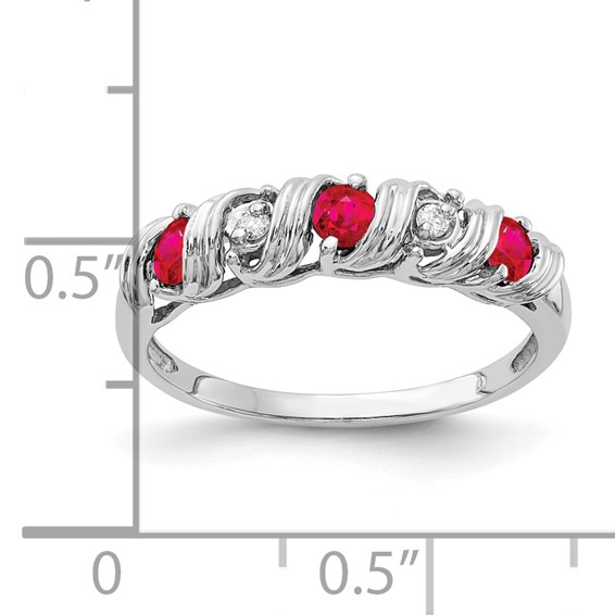 14k White Gold 2.75mm Rhodolite Garnet AA Diamond ring