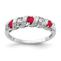 14K White Gold 2.75mm Ruby and AA Diamond Twist Ring view 1