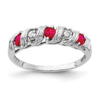 14k White Gold 2.75mm Rhodolite Garnet AA Diamond ring