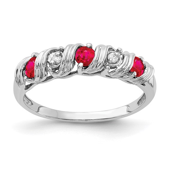 14k White Gold 2.75mm Rhodolite Garnet AA Diamond ring