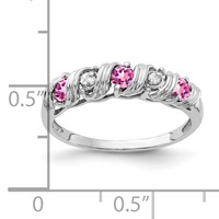 14K White Gold 2.75mm Round Pink Sapphire and AA Diamond Twist Ring view 2