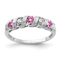 14K White Gold 2.75mm Round Pink Sapphire and AA Diamond Twist Ring view 1