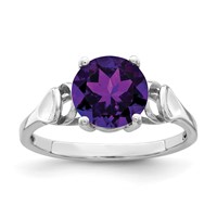 14K White Gold 8mm Amethyst Ring view 1